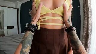The man came for the gorgeous brunette with a passion for ball sucking
