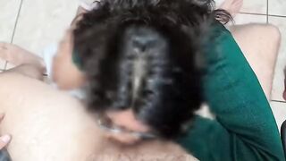 A rich blowjob before leaving for school. This student is a slut