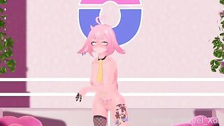 A virtual YouTuber experiences her first anal with a butt plug - Flou Animation
