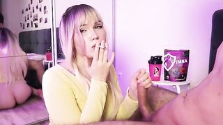 A girl either sucks a dick or a cigarette, depending on her mood