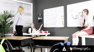 The teacher can't take it anymore, so she calls the naughty student and her bestie to the table