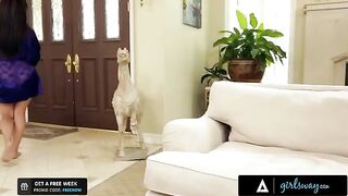 Reena Sky makes a sex tape with her neighbor after being cuckolded in a steamy Girlsway scene