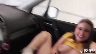 A beautiful girl with a bubble butt gets fucked in her hairy pussy