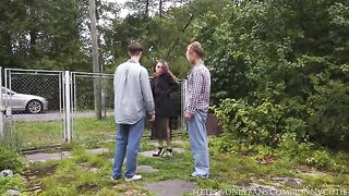 A man fucked a girl hard in the village, reaching intense climax