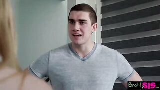 Pervert dude masturbating in front of his stepsis, she gets upset