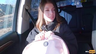 A cute girl hitchhiker agreed to a blowjob for money with the Public Agent
