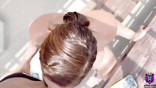 Bored busty Latina gets convinced for sex on the roof