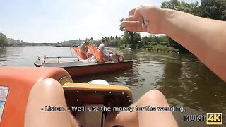 A hot chubby girl is getting fucked for money in the forest