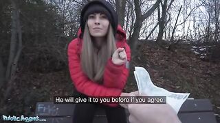 Public Agent Dominno gets her huge tits smashed in hotel room