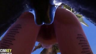 Two sexy girls are getting fucked by a huge dick of a monster