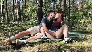 The guy spread his wife’s legs in the park and fucked her hard