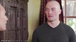 AJ Applegate gets naughty with her BFF's stepbro in steamy nuru massage