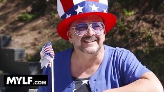 Ariella Ferrera and her stepdaughter Jennifer Jacobs enjoy a steamy fourth of July party