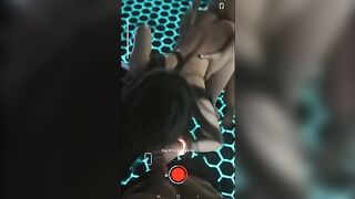 Hot Tifa Lockhart in a threesome sex scene, fucking against the wall and getting cum on her face