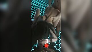 Hot Tifa Lockhart in a threesome sex scene, fucking against the wall and getting cum on her face