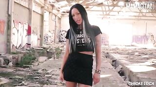 Curvy brunette Deborah Diamond getting fucked in public without any problems