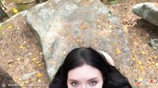 Girl fucked in public by a guy with a big cock in the woods
