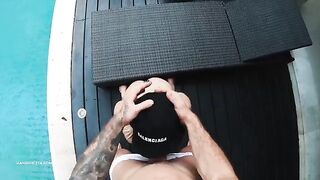Bikini-clad beauty gets her tight ass smashed hard outdoors