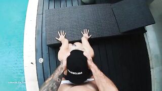 Bikini-clad beauty gets her tight ass smashed hard outdoors