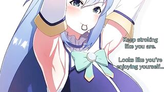 The worship of Goddess Aqua's ass is an art form in this hentai joI video