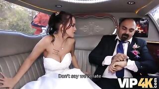A bride allowed her husband to watch her getting fucked in a limo