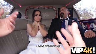 A bride allowed her husband to watch her getting fucked in a limo