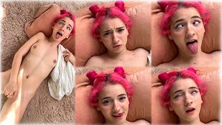 Playful cute teen explores her desires in a sensual act