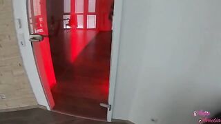 The girl is preparing for a roleplay Halloween party, getting ready