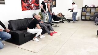 Backstage group sex with Monika Fox, intense anal and double penetration action
