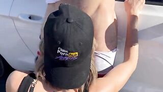 Two guys fucked and spit roasted her by the Nevada desert
