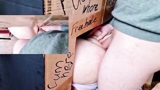 A girl tried to fuck in the glory hole and got cum inside