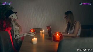 Strap-on Halloween XXX parody with sensual lesbian action