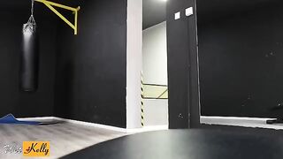 I crushed on my fitness colleague, so we had sex in the gym restroom