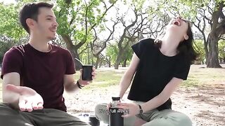 A day at the park ends up in a public blowjob session with a cute teen