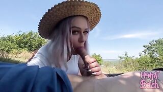 A girl is having fun with a guy she met on the street