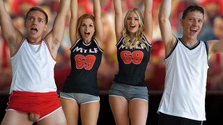 Football Final Four with hot stepmom sex and cum swap action