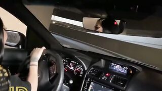 A cute slut gave a blowjob to her lover in the car in the parking lot