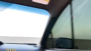 A cute slut gave a blowjob to her lover in the car in the parking lot