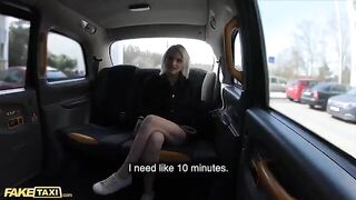 A cute young model gets her pussy stretched in the FakeTaxi