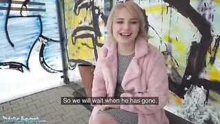 Czech girl with short hair got fucked outdoors by Public Agent for cash