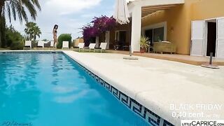 Little Caprice tried to suck foreigner’s cock underwater
