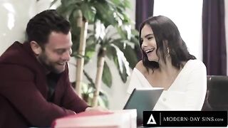 A man gets rough with his client after his wife arrives