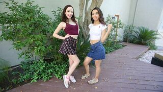 Step daughters Aliya Brynn and Jackie Rogen get daddy's cum