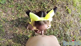 Beautiful Japanese girl fucked outdoors with tenderness in a passionate scene