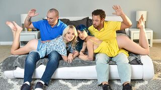 Step daughters Kate Bloom and Jewelz Blu get punished and fucked by their Dads