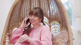 Riley Reid gets horny while on a phone call and masturbates