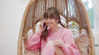 Riley Reid gets horny while on a phone call and masturbates