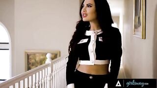 Bella Rolland cheats on her GF with her stacked mistress in a steamy scene