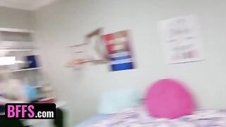 Two roommates' cocks shared by hot college girls