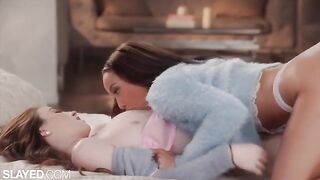 Two hot skinny girlfriends in sensual lesbian sex